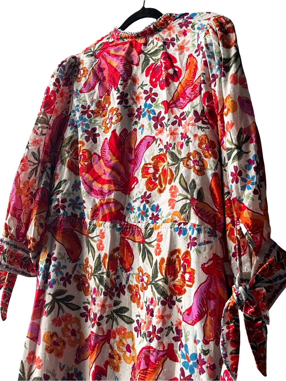 FARM Rio White Maxi Dress with Pink, Orange & Red Floral Motif - Picture 8 of 9